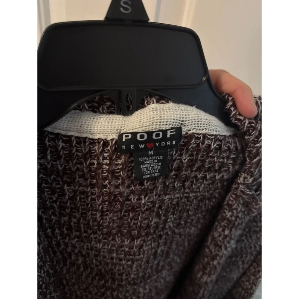 Poof New York Deep Purple Marled Knit Hooded Long Cardigan Sweater - Picture 3 of 4